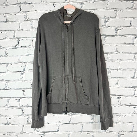 ZADIG & VOLTAIRE Mens Charcoal Gray Zip-Up Cotton-Modal Hoodie Sweatshirt XL - Picture 2 of 12